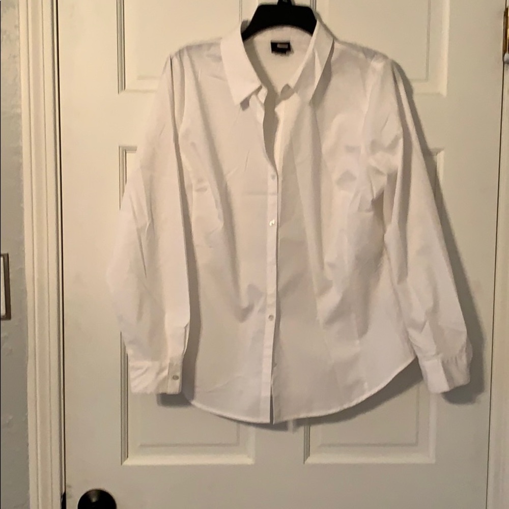 Worthington white long sleeve dress shirt Large